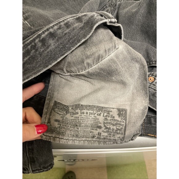 VTG 90s Levis 501 Jeans Mens 34x34 Black Straight Leg Button Fly USA Denim - Picture 14 of 14